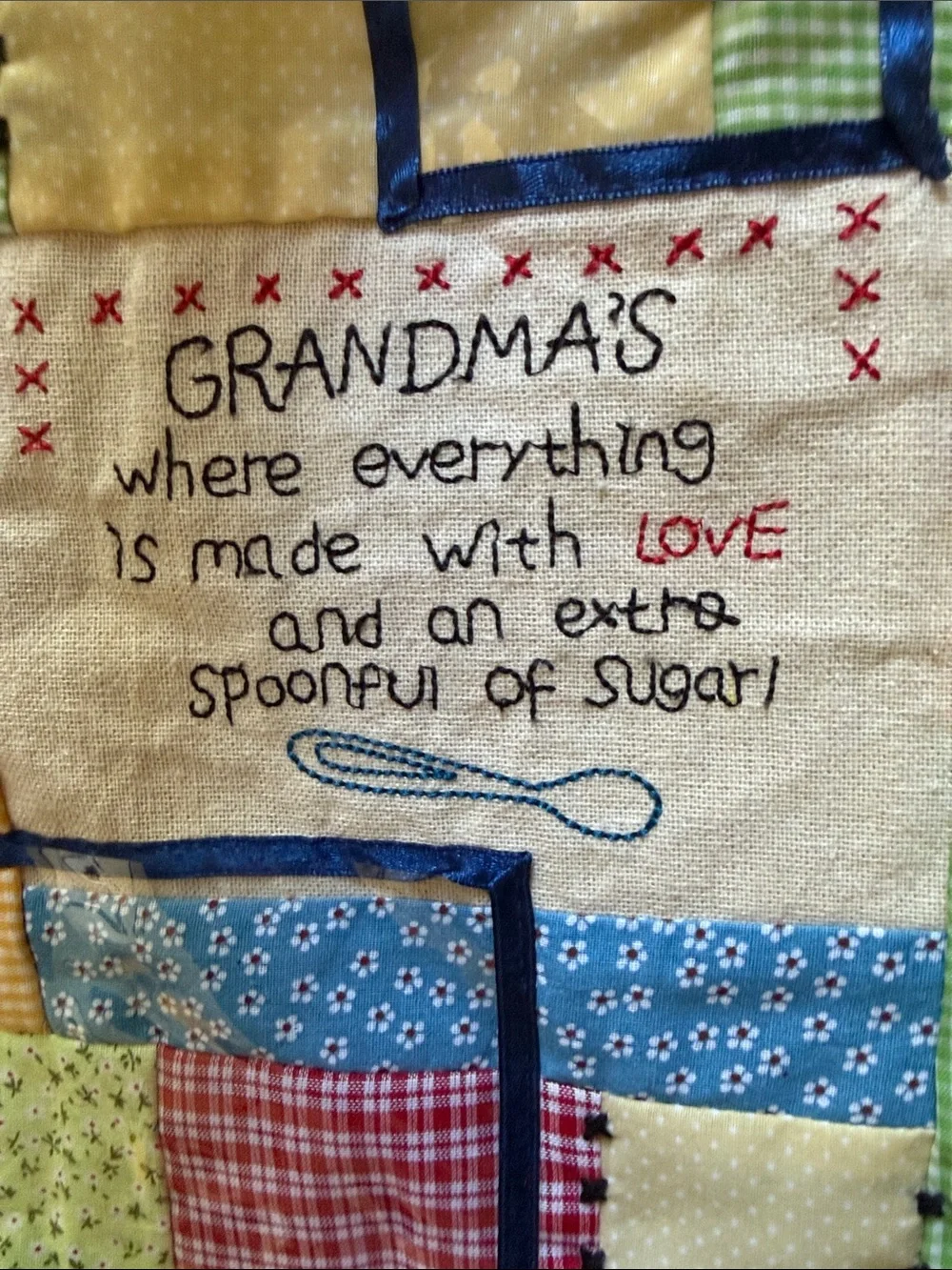 Grandma's Patchwork Hanging Quilt - Multi-Color Comfort picture insures
